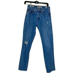 Levis Premium Wedgie Fit High-Rise Distressed Straight Leg Jeans Size 24‎